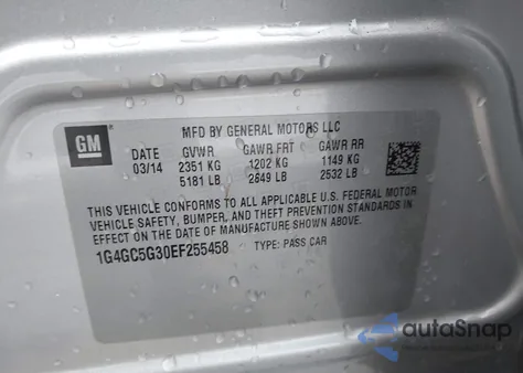 2014 Buick Lacrosse Leather Group z USA, uszkodzony, nr VIN 1G4GC5G30EF255458